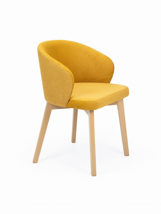 Krzesło Tapicerowane FLAVIO 5 dąb artisan tkanina 732 (Portland Mostaza)+735 (Megan 356)