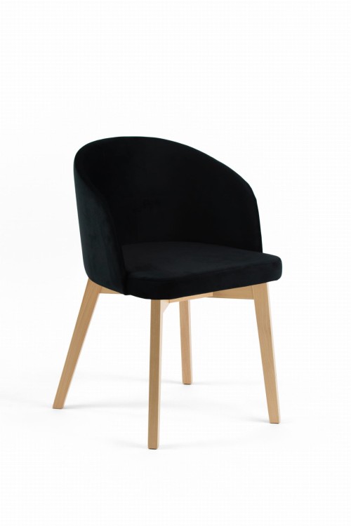 Krzesło tapicerowane Flavio 2  Buk naturalny tkanina czarna Velvet