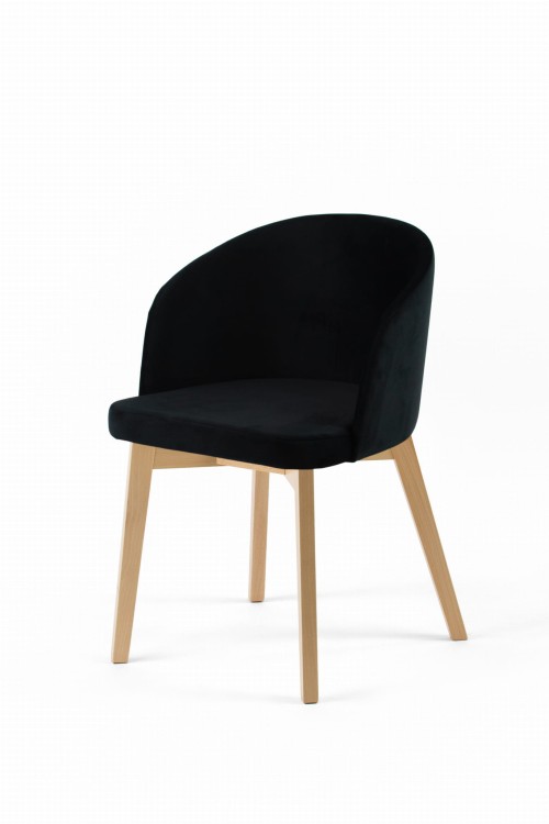 Krzesło tapicerowane Flavio 2  Buk naturalny tkanina czarna Velvet