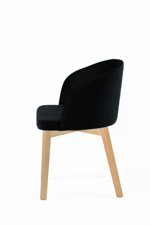 Krzesło tapicerowane Flavio 2  Buk naturalny tkanina czarna Velvet