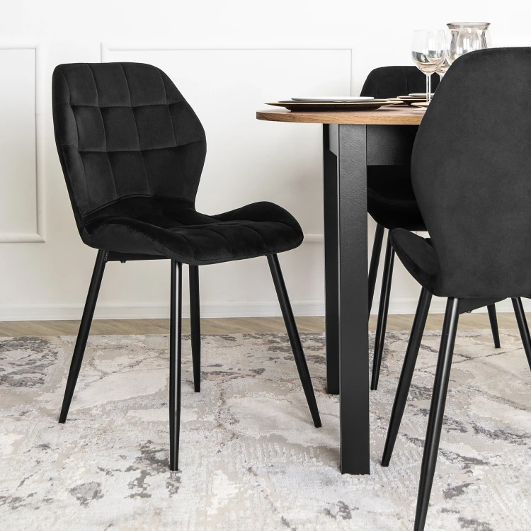 Krzesło LUCKY Czarne Welurowe