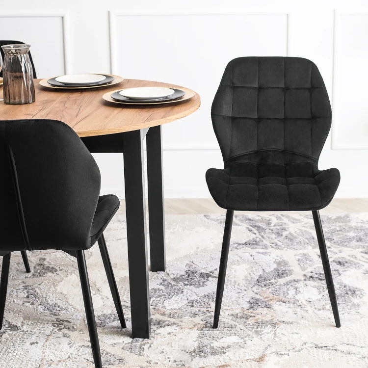Krzesło LUCKY Czarne Welurowe