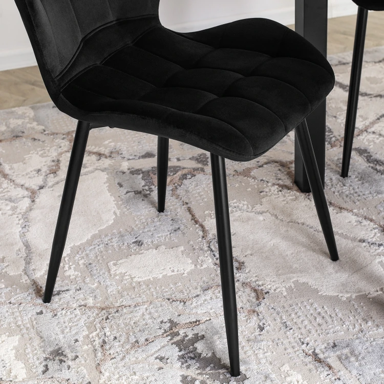 Krzesło LUCKY Czarne Welurowe
