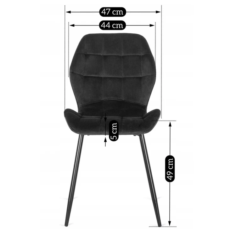 Krzesło LUCKY Czarne Welurowe