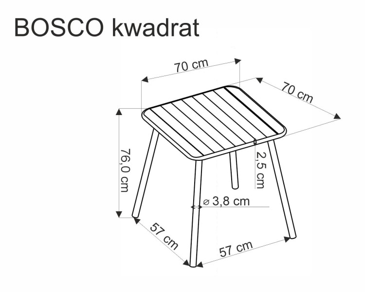 Stół ogrodowy kwadrat biały