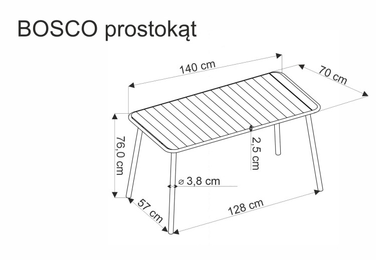 Stół ogrodowy prostokąt biały