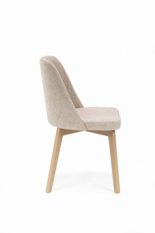Flavio 1 krzesło tapicerowane beżowe nogi dąb sonoma
