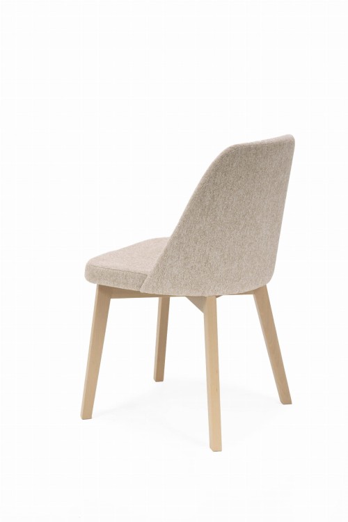 Flavio 1 krzesło tapicerowane beżowe nogi dąb sonoma