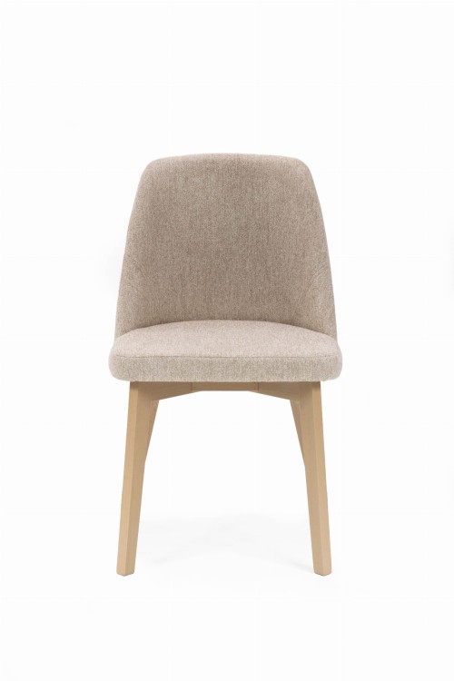 Flavio 1 krzesło tapicerowane beżowe nogi dąb sonoma