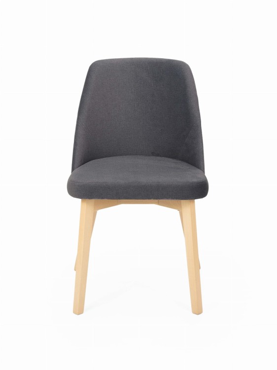 Flavio 1 krzesło tapicerowane ciemny szary nogi dąb sonoma