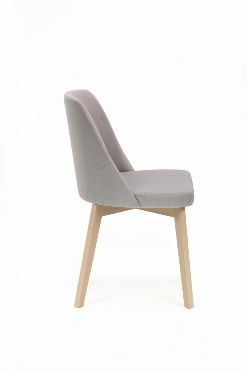 Flavio 1 krzesło tapicerowane szare nogi dąb sonoma