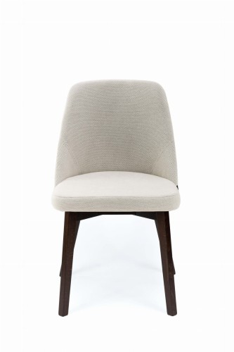 Flavio 1 krzesło tapicerowane szare nogi orzech