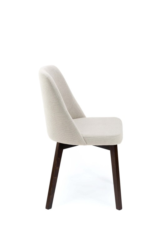 Flavio 1 krzesło tapicerowane szare nogi orzech