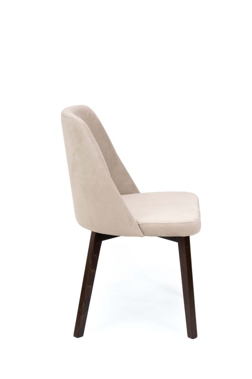 Flavio 1 krzesło tapicerowane beż nogi orzech