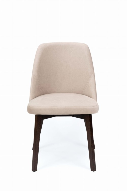Flavio 1 krzesło tapicerowane beż nogi orzech