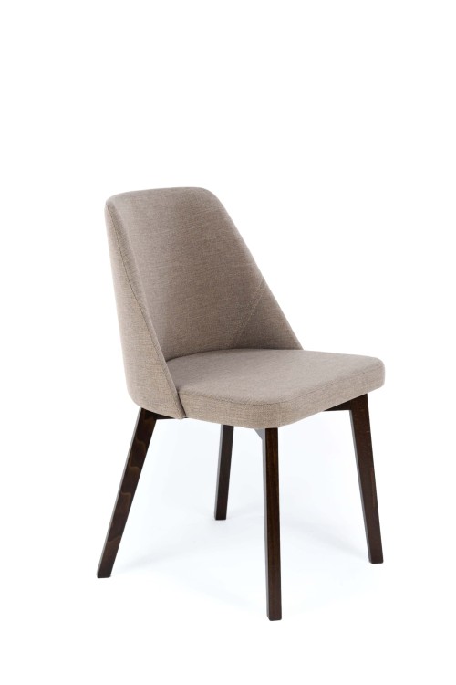 Flavio 1 krzesło tapicerowane beżowe nogi orzech