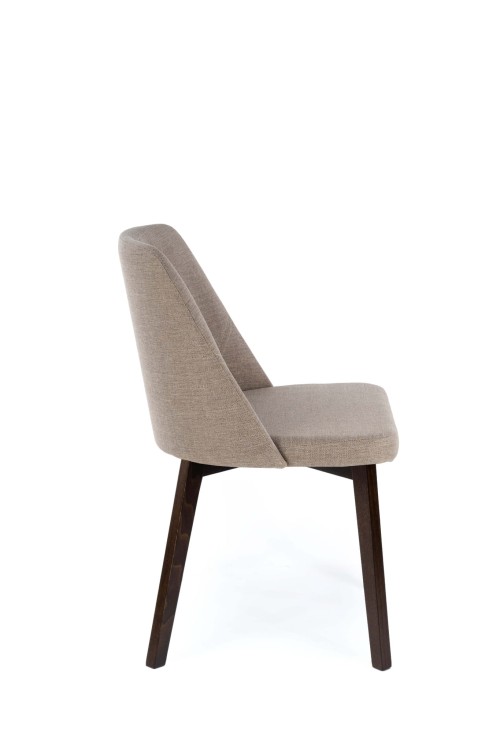 Flavio 1 krzesło tapicerowane beżowe nogi orzech