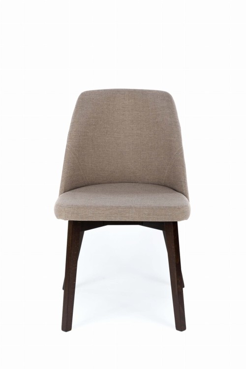 Flavio 1 krzesło tapicerowane beżowe nogi orzech