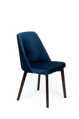 Flavio 1 krzesło tapicerowane granatowe nogi orzech
