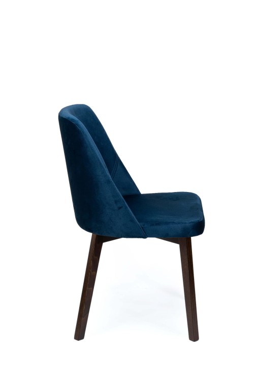 Flavio 1 krzesło tapicerowane granatowe nogi orzech