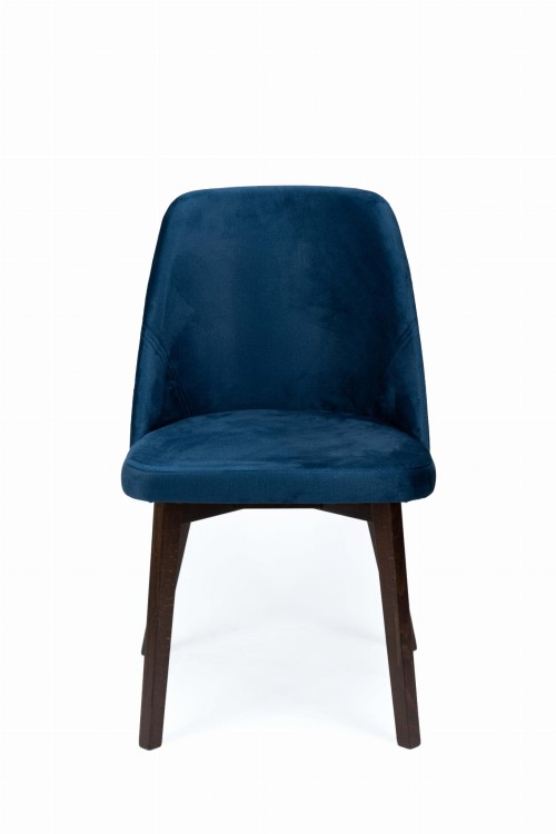 Flavio 1 krzesło tapicerowane granatowe nogi orzech