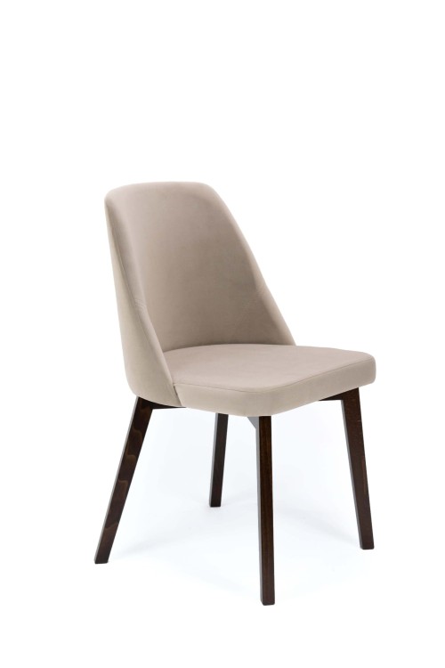Flavio 1 krzesło tapicerowane beżowe nogi orzech
