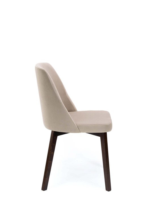 Flavio 1 krzesło tapicerowane beżowe nogi orzech