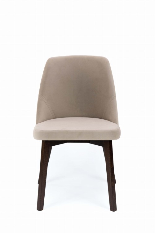 Flavio 1 krzesło tapicerowane beżowe nogi orzech