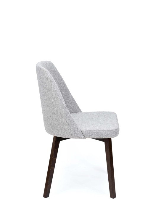 Flavio 1 krzesło tapicerowane jasny szary nogi orzech