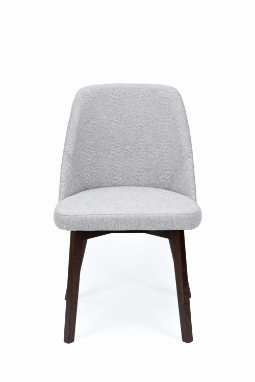 Flavio 1 krzesło tapicerowane jasny szary nogi orzech