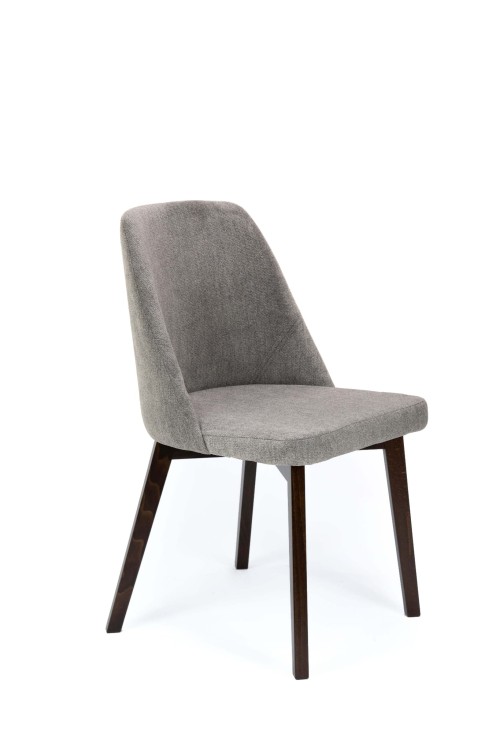Flavio 1 krzesło tapicerowane szare nogi orzech