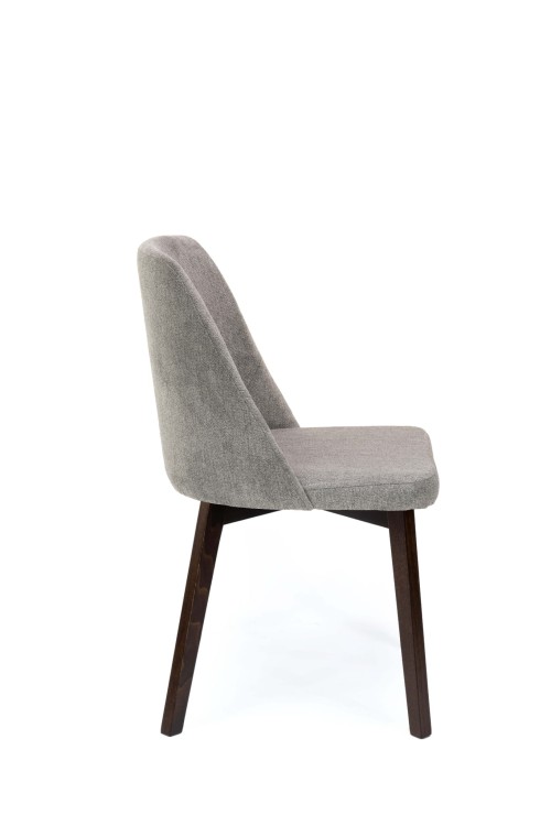 Flavio 1 krzesło tapicerowane szare nogi orzech