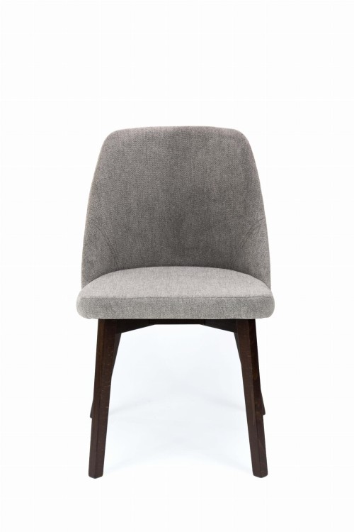 Flavio 1 krzesło tapicerowane szare nogi orzech