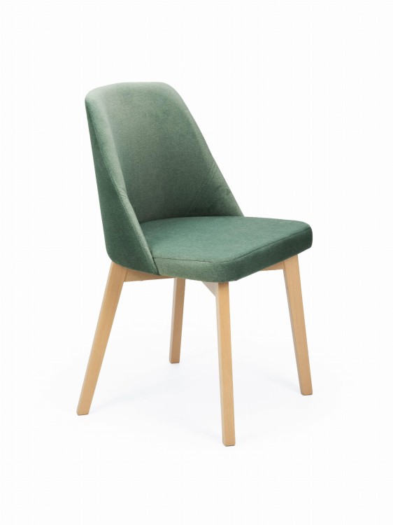 Flavio 1 krzesło tapicerowane zieleń nogi dąb sonoma