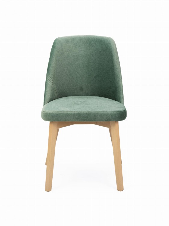 Flavio 1 krzesło tapicerowane zieleń nogi dąb sonoma