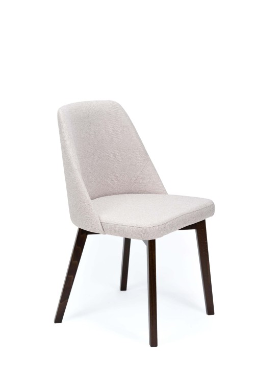 Flavio 1 krzesło tapicerowane beżowe nogi orzech