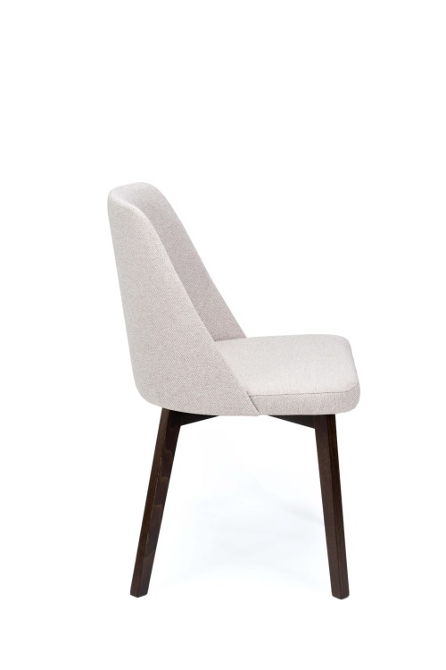 Flavio 1 krzesło tapicerowane beżowe nogi orzech