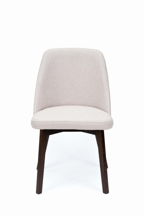 Flavio 1 krzesło tapicerowane beżowe nogi orzech
