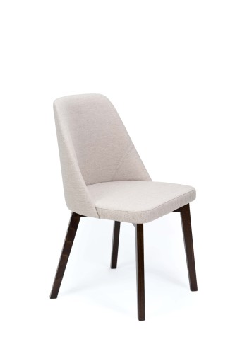 Flavio 1 krzesło tapicerowane beżowe nogi orzech