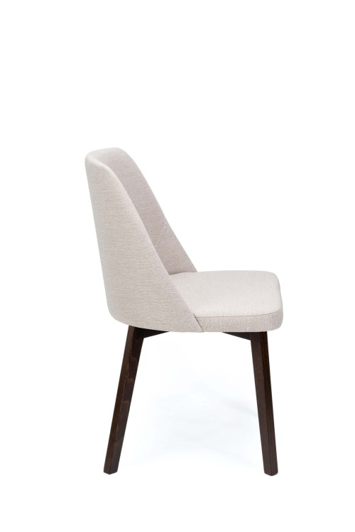 Flavio 1 krzesło tapicerowane beżowe nogi orzech