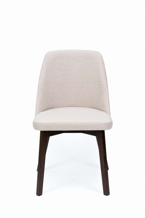 Flavio 1 krzesło tapicerowane beżowe nogi orzech