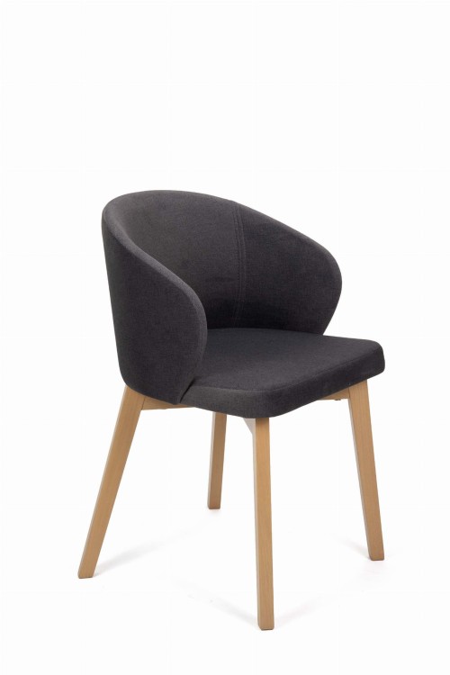Flavio 5 krzesło tapicerowane ciemny szary nogi dąb sonoma