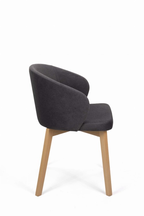 Flavio 5 krzesło tapicerowane ciemny szary nogi dąb sonoma