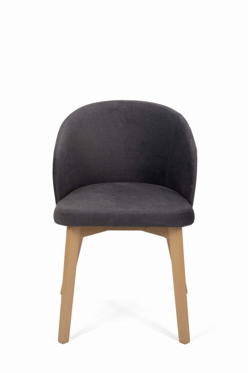 Flavio 5 krzesło tapicerowane ciemny szary nogi dąb sonoma