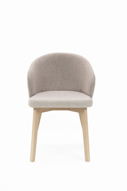 Flavio 5 krzesło tapicerowane beżowe nogi dąb sonoma