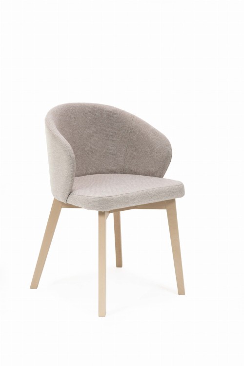 Flavio 5 krzesło tapicerowane beżowe nogi dąb sonoma