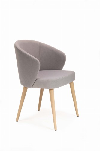 Mirek 5 krzesło tapicerowane szare nogi dąb artisan