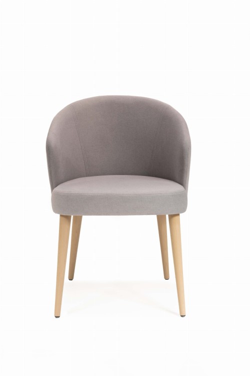 Mirek 5 krzesło tapicerowane szare nogi dąb artisan