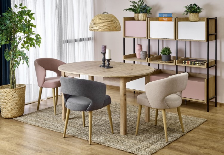 Mirek 6 krzesło tapicerowane beżowe nogi czarne