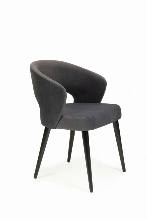 Mirek 6 krzesło tapicerowane w odcieniu ciemnej szarości nogi czarne